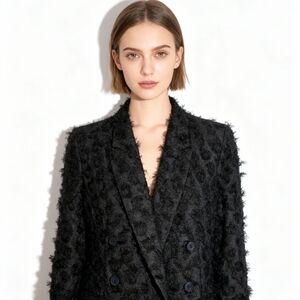 Black Textured Women's Blazer